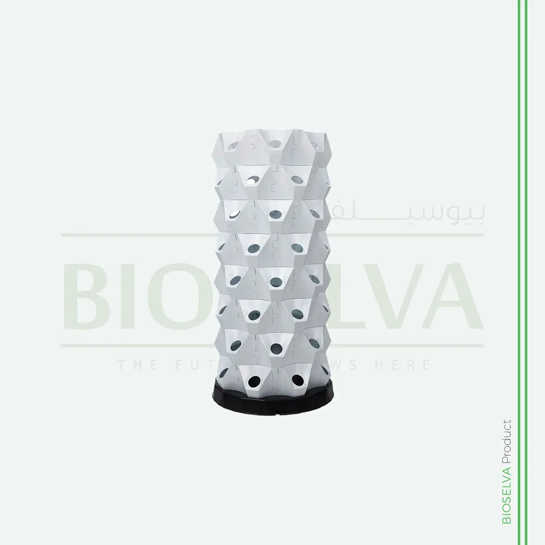 Plant Capacity: 64 seedlings Height: 130 cm layer : 8 Productivity: 10–15× higher yield than traditional farming Water Saving: 70%–85% less water consumption Design: Vertical, soil-based system — easy to assemble, disassemble, and maintain Application: Suitable for greenhouses and open-field farming Irrigation: Internal drip irrigation system ensures precise delivery of water and nutrients Eco-friendly and sustainable